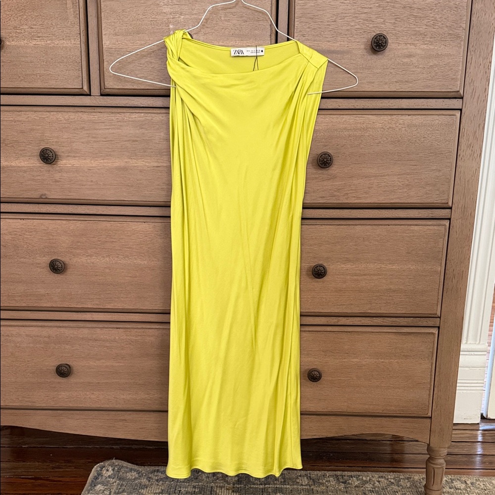 Zara One Shoulder Lime Dress